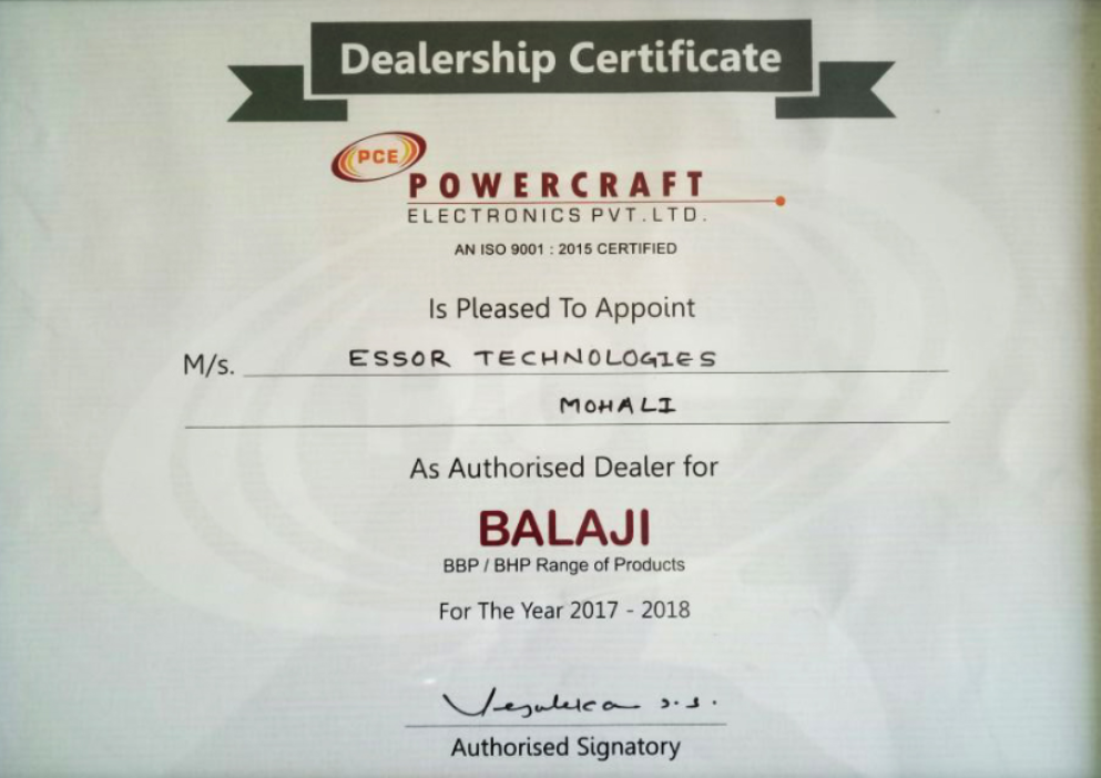 Download Authorized Dealer For Powercraft Balaji Essor Technologies