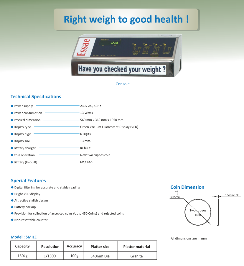 Essae DS-415 Smile Weighing Scale | Essor Technologies